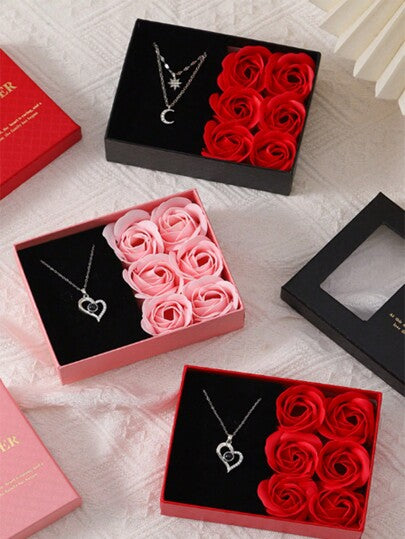 Caja De Rosas + Collar San Valentín